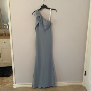 *Azazie Rinna Dusty Blue One Shoulder Custom Size Bridesmaid Dress